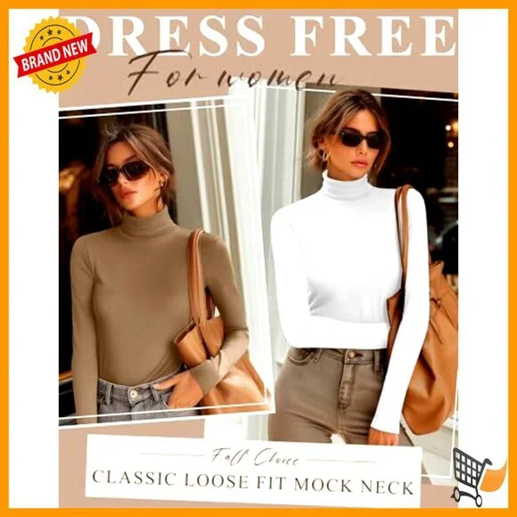 Women's Turtleneck Thermal Tops 5-Pack Cotton Blend Base Layer Long Sleeve - Picture 4 of 7